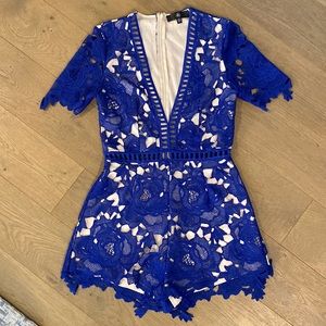 MISSGUIDED Blue Lace Romper